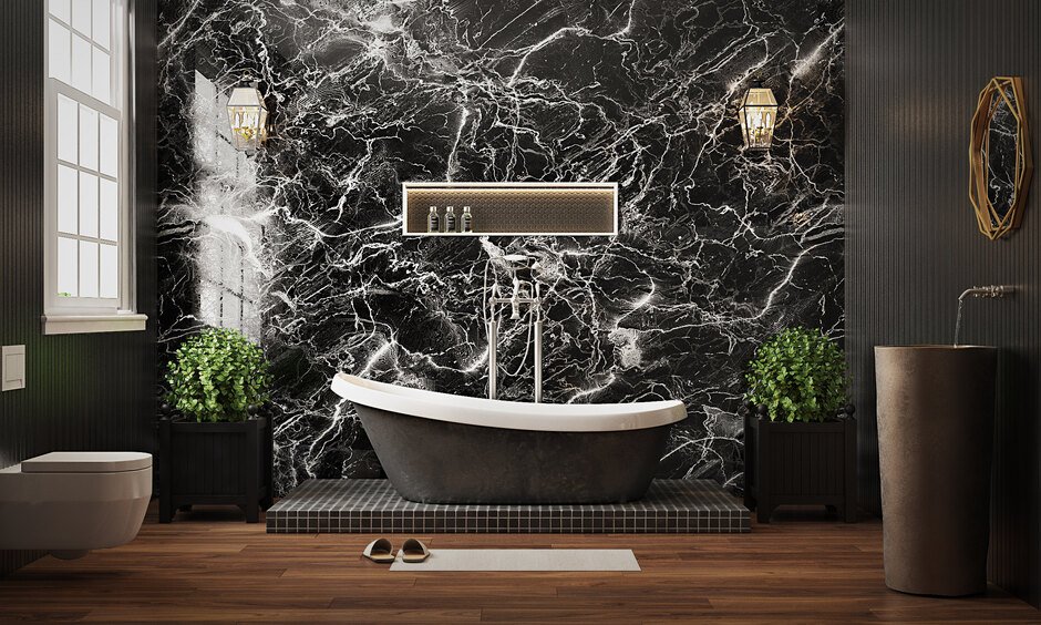 black tile bathroom design ideas
